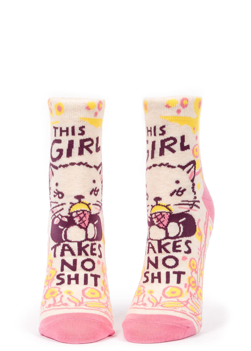 This Girl Takes No Shit Cat Ankle Socks