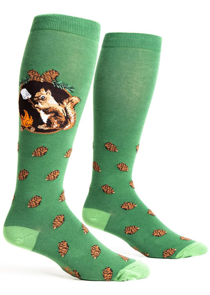 S'more Squirrel Wide-Calf Knee Socks